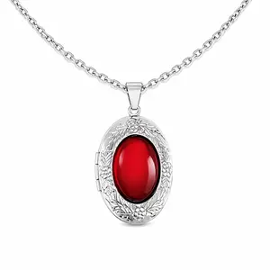 Ruby Locket Amulet Vampire Necklace with Elegant Silver Chain and Red Gemstone Pendant, Locket, Ruby Locket, Ruby, Vampire necklace, gothic, victorian