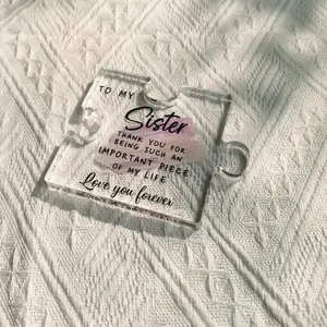 Sisters 2-Piece Acrylic Jigsaw Plaque – Customizable Friendship Keepsake Puzzle for Sisters & Best Friends Birthday, Wedding, Thanksgiving & Christmas Gift