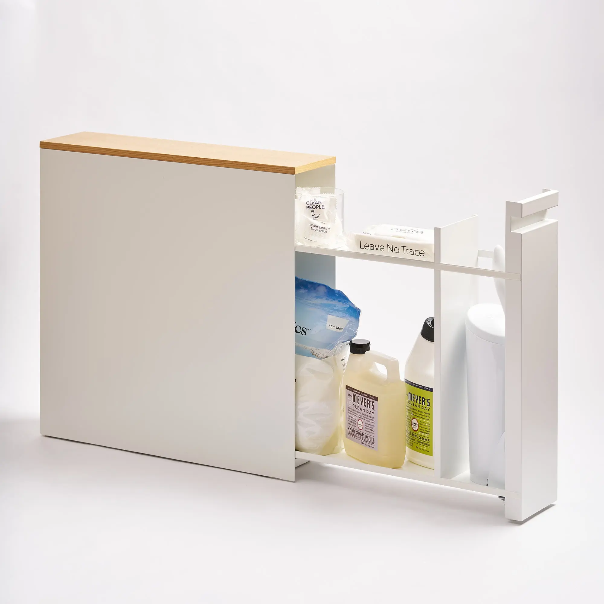 Pull-Out Wall Bathroom Storage Cabinet - Steel and Wood Construction, Wall Bathroom Cabinet
