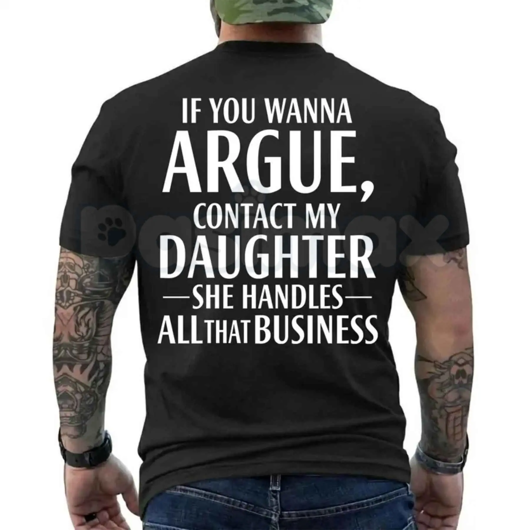 If You Wanna Argue Contact My Daughter T Shirt – Funny Mom Dad Quote Tee, Sarcastic Family Rules Unisex Classic Vintage Cotton Shirt