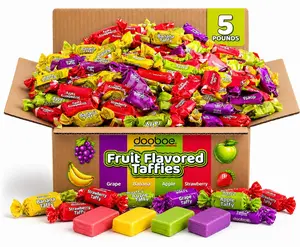 Classic Taffy Candy - 5 Pounds - Approx. 280 Pcs. - Bulk Individually Wrapped Chewy Candy - Assorted Fruity Flavors Apple, Strawberry, Grape, Banana