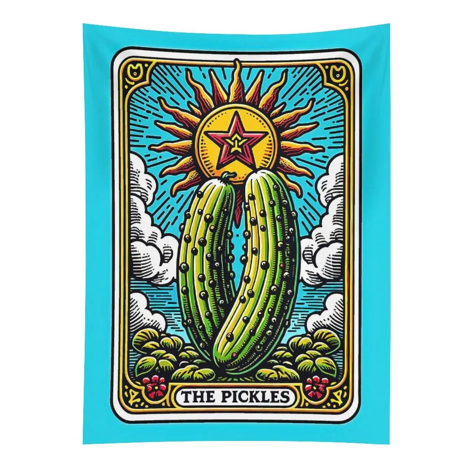The Pickles Tarot Card Tapestry Funny Pickle Cactus Wall Hanging Decor
