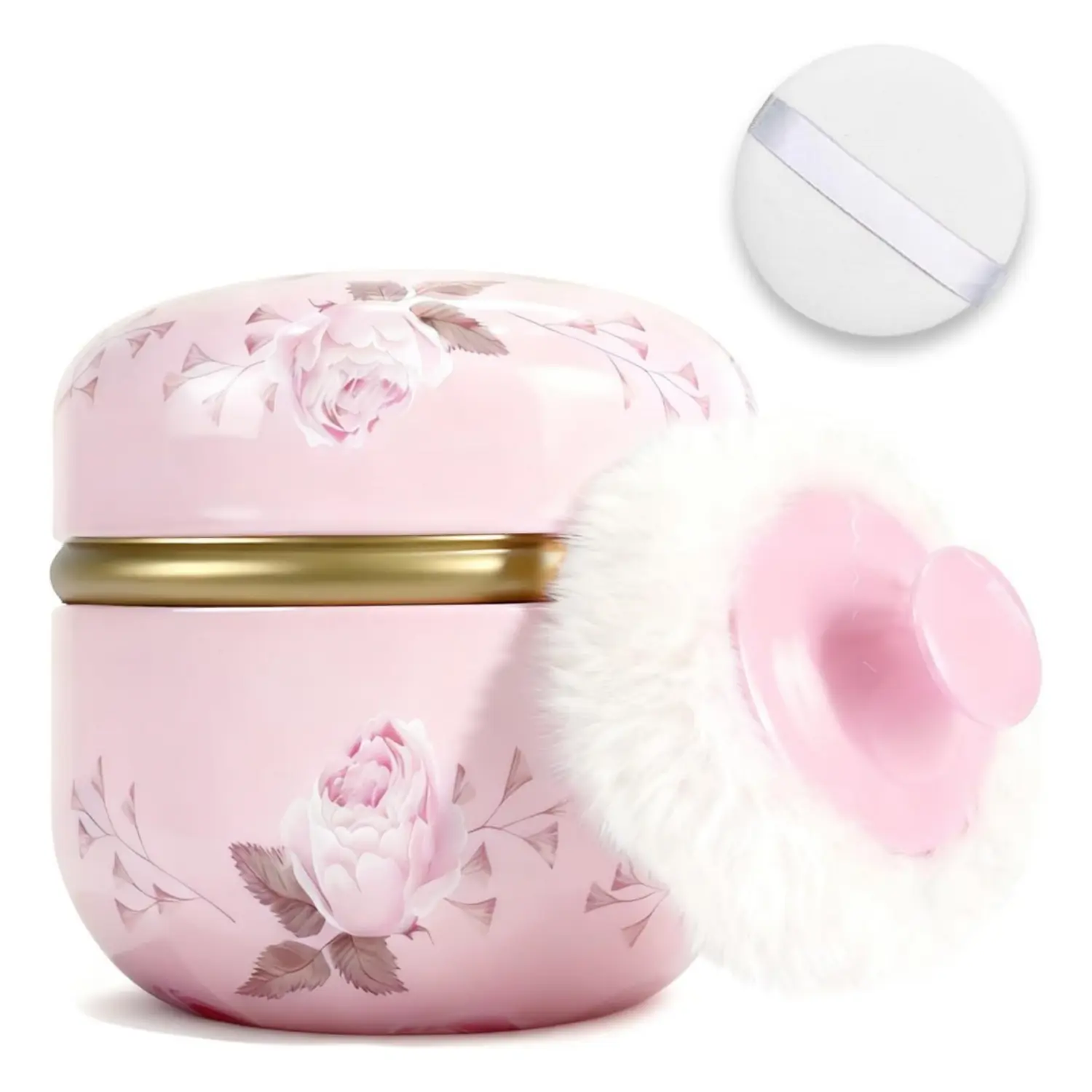 Body Powder Puff and Container, 3.15" Portable Empty Body Powder Container for Women's Loose Dusting Powder, Powder Case Box with Lids for Bath, Travel and Home Use