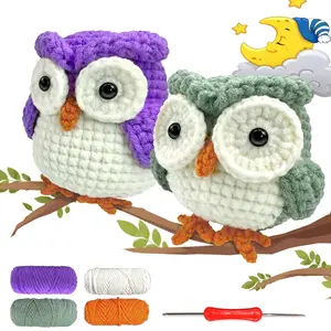 YAMAXIN 2pcs Owl Crochet Handmade Crafts Set, Complete Set with Hook, Instructions Manual, Detailed Tutorial Videos, Random Accessory Colors