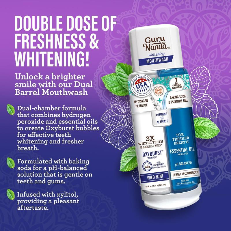 Charcoal Total Smile Makeover Kit, Perfect Smile Package - GuruNanda Oil Pulling, Mouthwash, Whitening Strips &  Toothbrushes