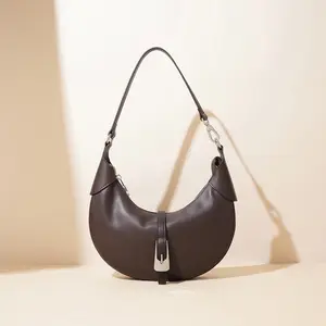 2025 Summer New Collection - Small-batch Design Top-grain Cowhide Armpit Crescent Bag, a Versatile Commuter Shoulder/Crossbody Bag for Women Leather Satchel