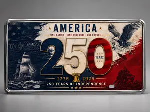 America 250th Anniversary License Plate, 1776-2026 Patriotic Car Tag, USA Independence Day Decorative Metal Plate