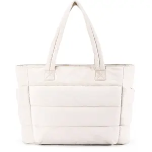 Women's Laptop Tote Bag, Lightweight Puffy Design with Compartments, Quilted Shoulder Bag for Travel, Work & Gym Use, Quilted Work Bags