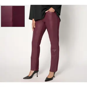 Belle by Kim Gravel Regular Faux Leather Front, Ponte Back Pant