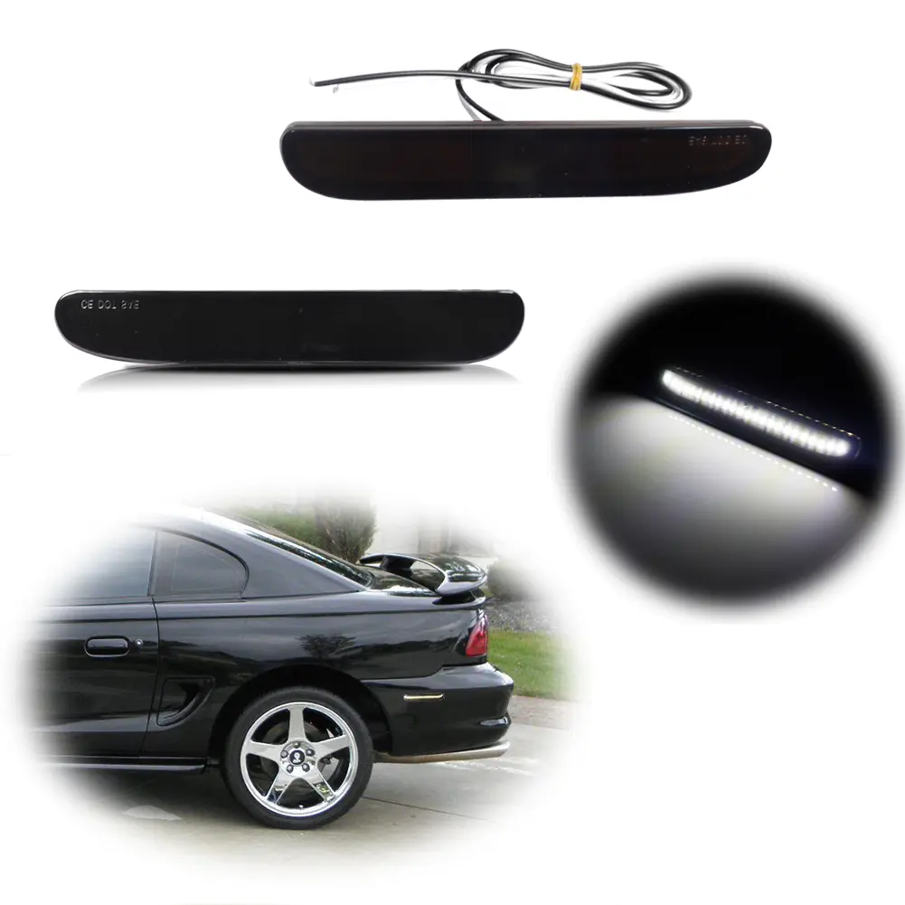2pcs Smoke Rear Side Marker lamps White LED Light For 1994 1995 1996 1997 1998 Ford Mustang GT Cobra,Replace OEM F4ZZ-13A565-B, F4ZZ 13A565 B, F4ZZ13A565B