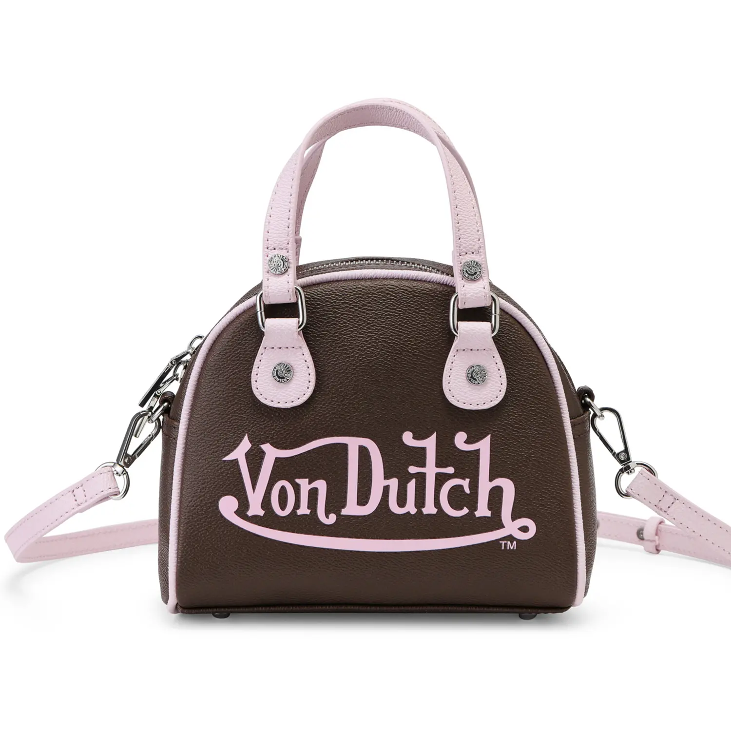 Brown & Pink Two-Tone Bowling Bag