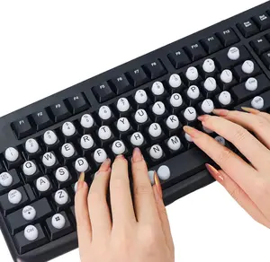 Keyboard Stickers for Long Nails with Letters, Soft  Keyboard Bubbles for Women,  Art Typing Keycaps for Desktops (White, 64 count)