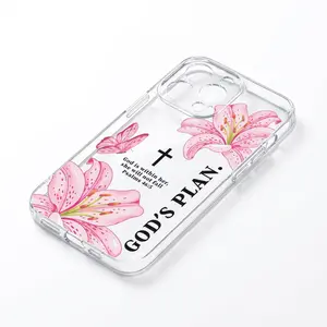 Flower and cross-patterned transparent shock-resistant phone cases, compatible with iPhone 11–17, 17 Pro Max, Pro Plus, and Air, as well as the Samsung Galaxy S26, A56, M53, and Note series—the perfect gift for your significant other or for any holiday.