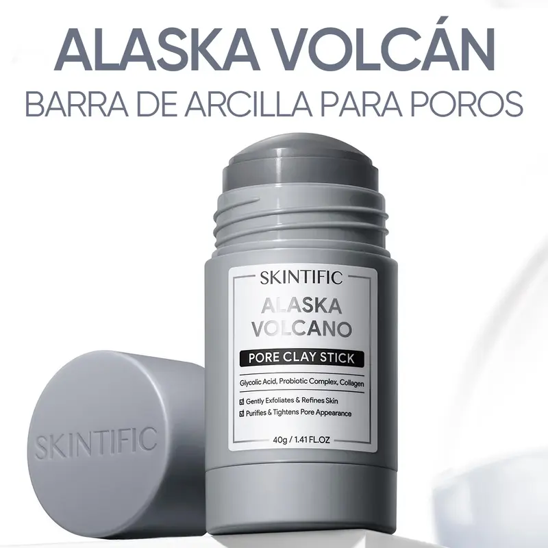 [ES] SKINTIFIC Alaska Volcano Pore Clay Stick 40G, Cruelty-Free, Black Friday Gifts, Holiday Gifts