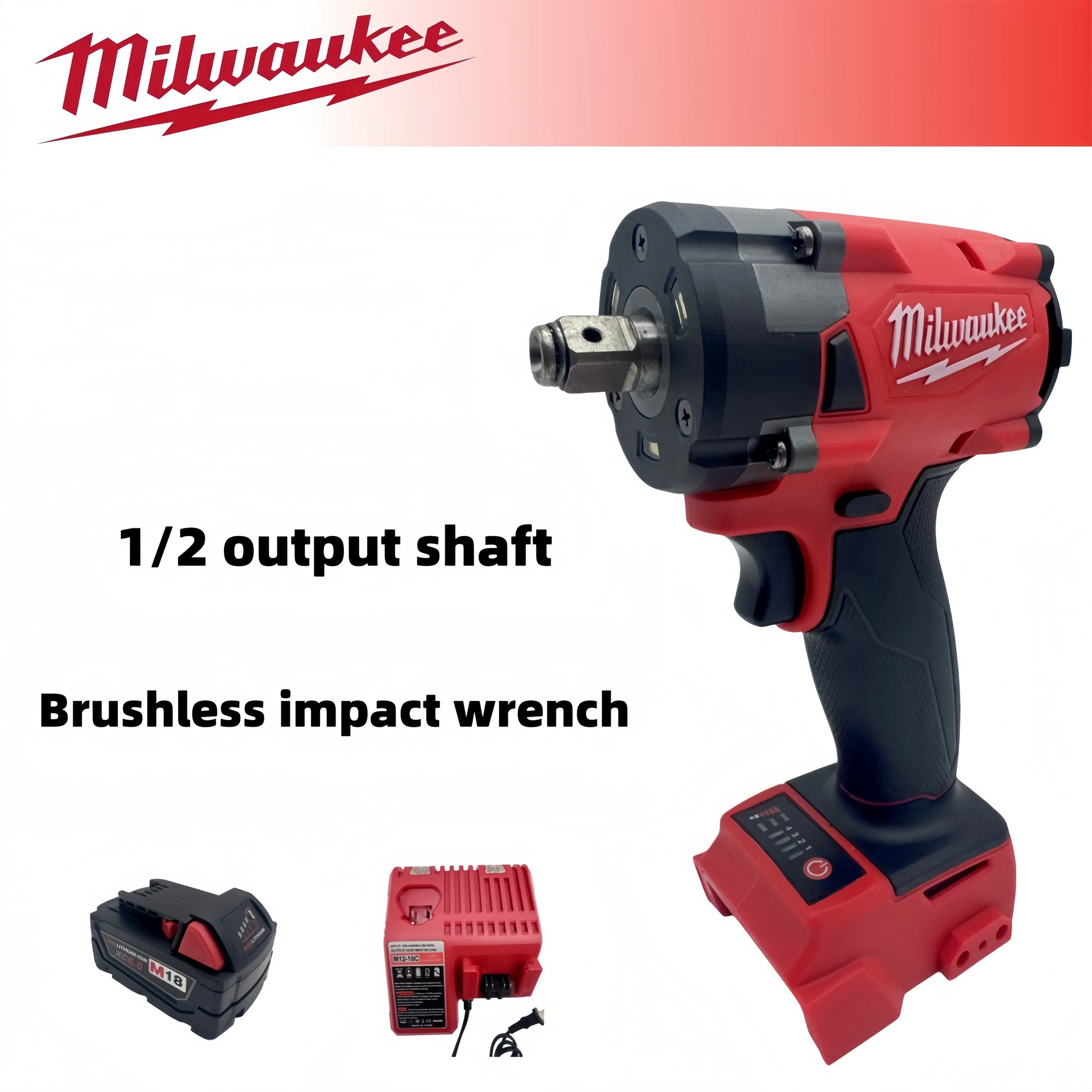 Milwaukee M18 1/2" Impact Wrench Tool Only – Heavy Duty Cordless Power Wrench for Auto Repair,  Construction, High Torque Brushless Motor with Fast Bolt Removal compact control drive 4-mode project  pick set rotary hammer rivetkitchen car plier adjustable