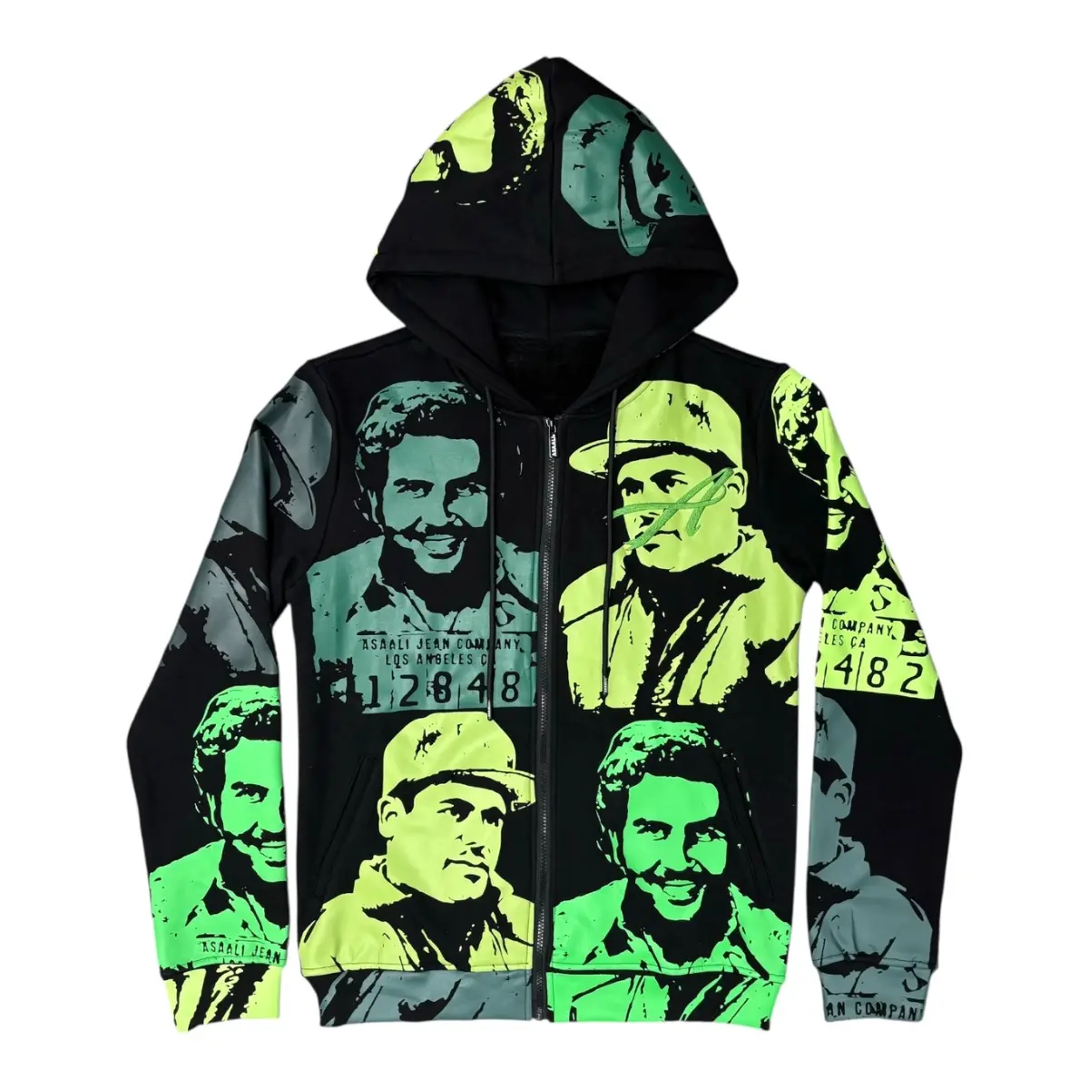 Asaa.li Y2K Graphic Zip Hoodie, Vintage Mugshot Streetwear Jacket, Urban Fashion Sweatshirt, Trendy Style Gift
