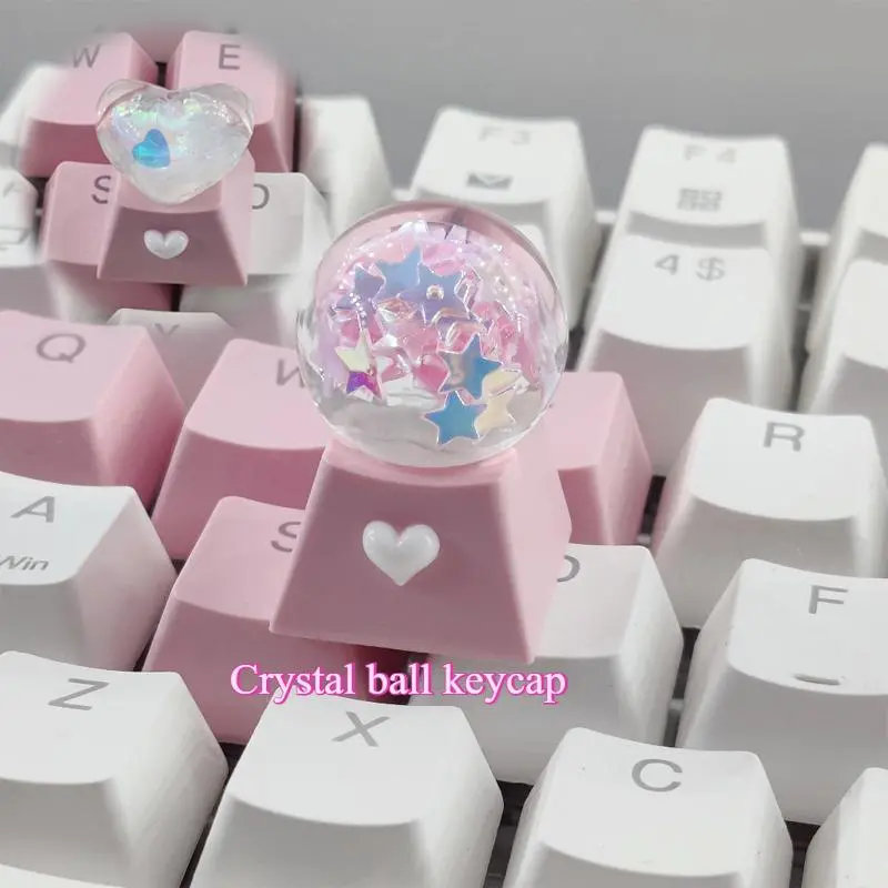 Personalized Keycaps Pink Crystal Ball Supplement and Replacement Single Keycap DIY Handmade Girl Gift