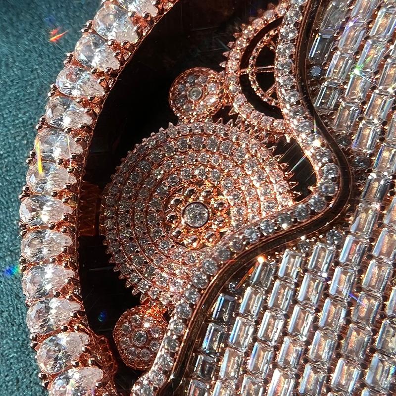 Customized rose gold hourglass jewelry VVS rotatable and maneuverable hip-hop hourglass ice personalized customized full diamond pendant, hip-hop street culture jewelry