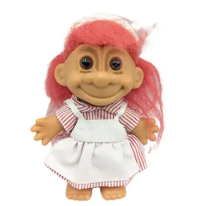 Troll Red Hair Vintage Candy Stripper Retro Nurse RN 5"