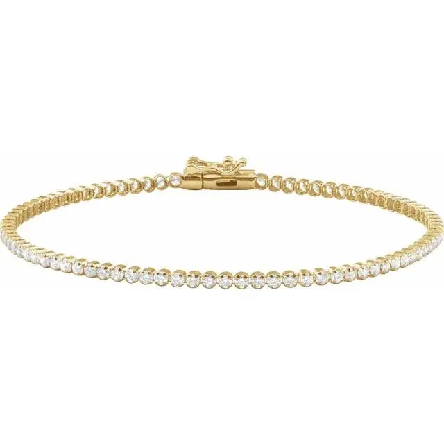 Pulsera Tennis de Oro Amarillo 14K con 1 5/8 CTW de Diamantes Creados en Laboratorio – 7”