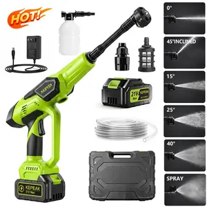 【Father's Day Gift】KEPEAK 1500PSI Rechargeable Portable Cordless Power Washer, 21V 200W 13000mAh Battery Electric Cleaner with Adjustable Pressure, 6-in-1 Nozzle, Wand, Foam Cannon & 5M Hose, Ideal for Gifting, Rechargeable Pressure Washer, Portable Press
