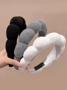 3pcs women's wash hair compression headbands, cute cloud shaped, fashionable and versatile, suitable for washing face, makeup, bathing, daily home hair bands, casual and fashionable hair accessories