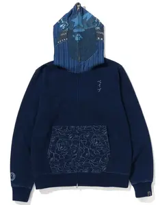 Bape Samurai Shark Indigo Full-Zip Hoodie Size Large