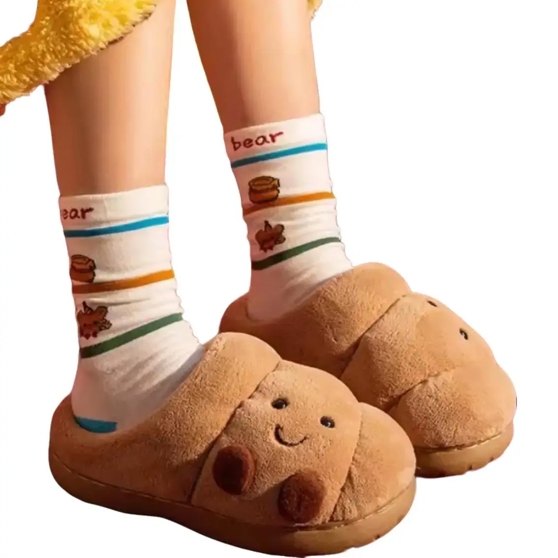 Cute Croissant Fluffy Slippers For Women