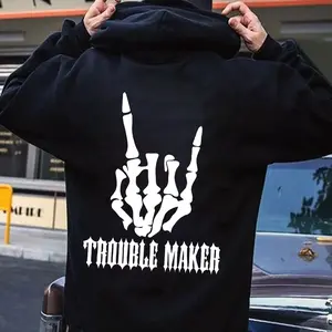 Unisex Pure Cotton Sweatshirt Trouble Maker Graphic Soft Material Long Sleeve Pullover Tops Retro Sweatshirt Casual Style Warm Both for Men Women Graphic Street Wear Machine Washable Men's gifts Comfortable Durable Style Tattoo