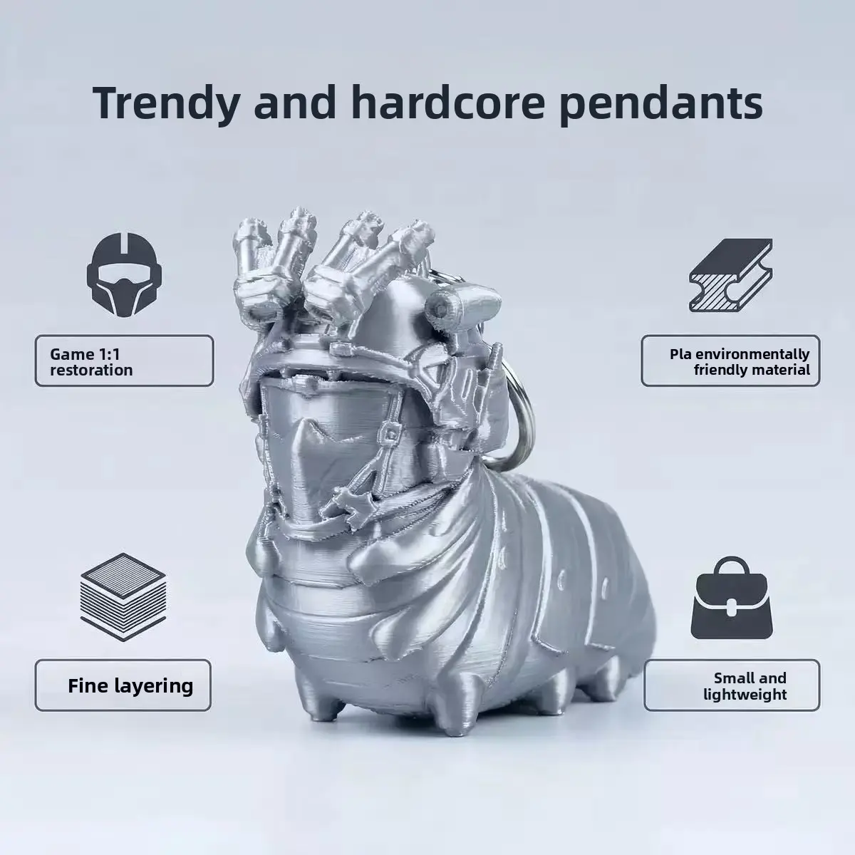 Tactical Caterpillar Keychain 3D Printed, Game 1: Blizzard Replica Hardcore Pendant, Pla Material, Durable and Stylish Accessory for Games