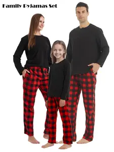 Family Christmas Pajama Set Two-Piece Plaid Sleepwear, Soft Comfortable Long Sleeve Homewear for Men Women Kids, Holiday Home Use