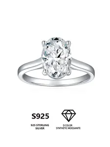 S925 Sterling Silver Synthetic Moissanite Ring, Oval Cut Ring, Engagement Ring, Wedding Jewelry, Fashion Jewelry Accessories for Women