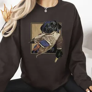 Vintage Lab Dog Hunting Mallard Duck Sweatshirt, Hello Hunting Season, Unisex for Husband, Wife, Nature Animal Lover Cotton