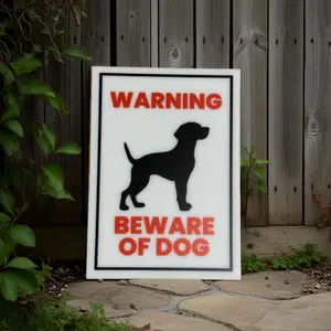 Warning Beware Of Dog Sign, 5x7 inch Acrylic Signs, Choose from 30 Warning and Policies, Each Sign Comes With Double Sided Tape for Easy Displaying. (Design 25)
