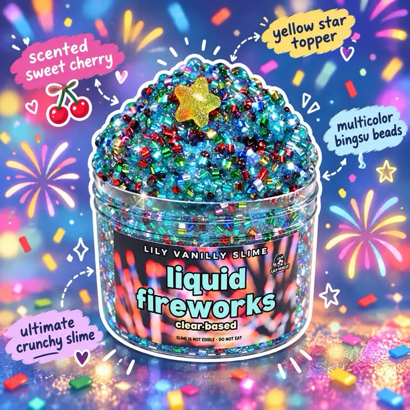 Liquid Fireworks Bingsu Crunchy Slime, Cherry Scented