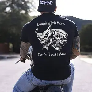 Laugh with Many, Don’t Trust Any Skulls Print Men's T-Shirt, Gift For Him, Gift For Her, Trending Shirt