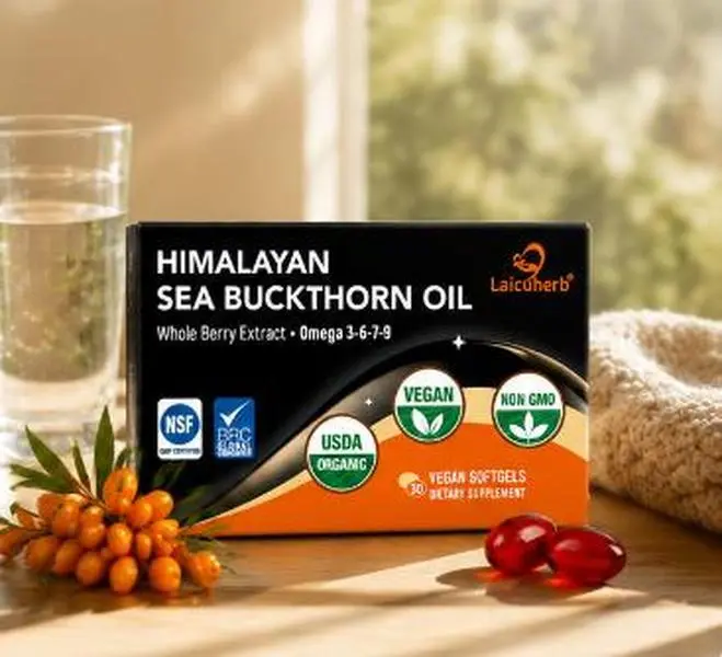 Sea Buckthorn Oil Softgels, Daily Omega Nutrition Supplement with Omega 3-6-7-9, Organic Whole Berry Extract, Vegan Plant-Based Formula, 30 Count