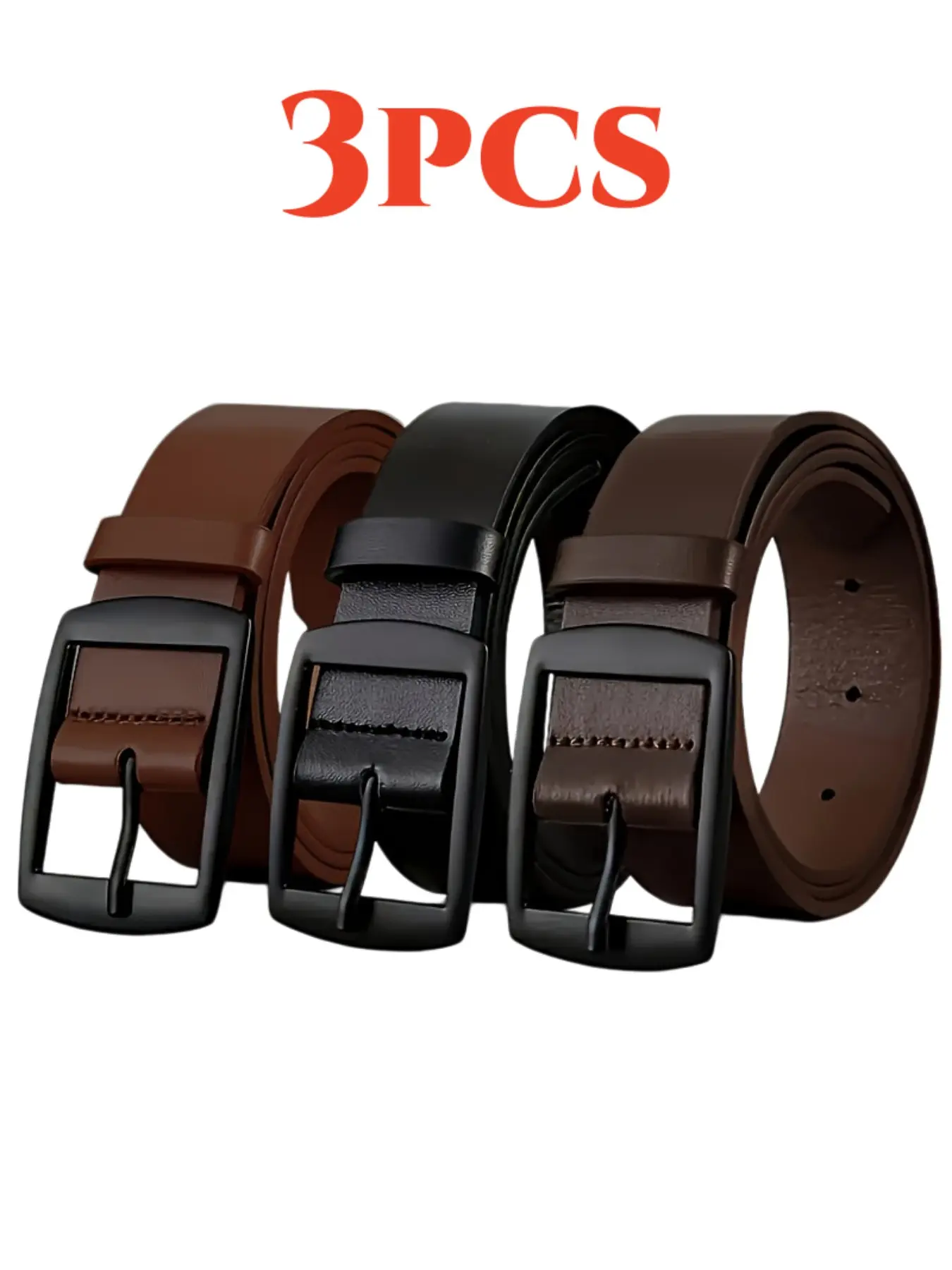 Men's Fashion Belt Set, Designer Casual Denim Belts, High-Quality Synthetic Leather, 3 Color Options, Adjustable Belt, Ideal for Daily Training, Outdoor Sports