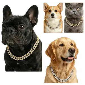 Shiny Rhinestone Cuban Link Pet Collar, Hip Hop Style Necklace for Cats and Dogs, Fashion Sparkling Pet Accessory for Daily Wear & Photo Decoration