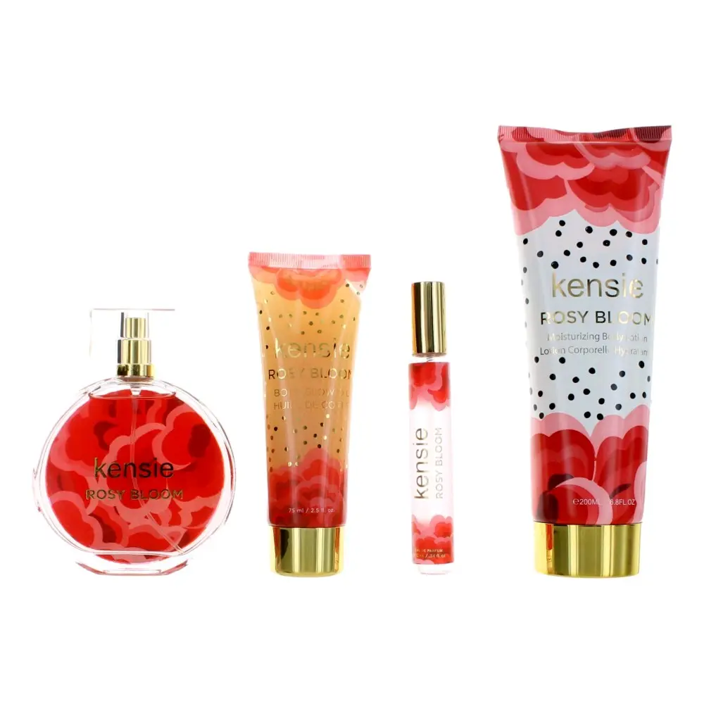 Kensie Rosy Bloom by Kensie, 4 Piece Gift Set for Women, Fragrance Sets, Moisturizing, Hydrating, Adults, Fresh And Clean, Edp, Liquid, Raspberry Aroma
