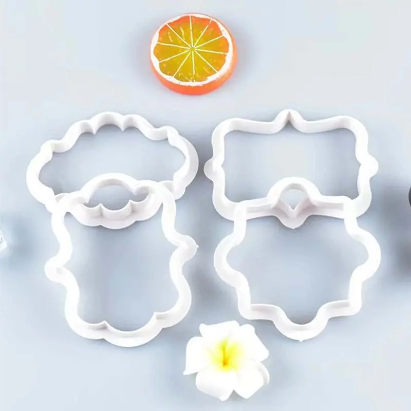 4pcs Personalized Name Plate Cookie Cutter for Customized Cookies at Birthday Wedding and Baby Shower Parties Baking Tools