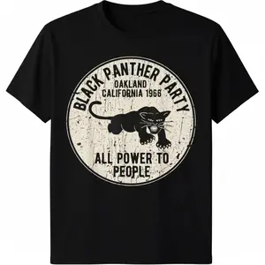 [Summer Short Sleeve Casual T-Shirt] 1966 Oakland, California Black Panther Party Men's Summer Short Sleeve Crew Neck Casual T-Shirt