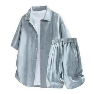 Men’s summer complete outfit set—cool, quick-drying, breathable; lightweight and skin-friendly for comfortable wear; trendy, stylish, minimalist design; perfect for everyday outings and casual wear that showcases your flair.