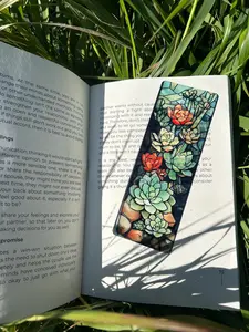 Succulent Bookmark – Handmade Plant Bookmark, Botanical Page Marker, Greenery Gift, Nature Lover Bookmark, Unique Succulent Gift
