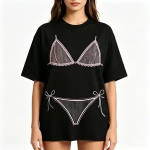 Women's Short-Sleeve Round Neck Cotton T-Shirt - Last Splash Seashells and Wedding Bells Graphic, Bikini Body Illusion Funny Summer Vacation Coverup Top