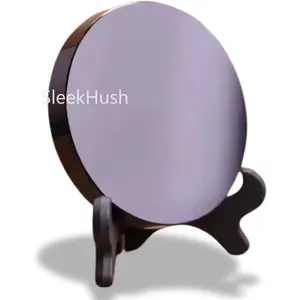 SleekHush Natural Black Obsidian Scrying Mirror with Wooden Stand - 3.15" Healing Crystals for Witchcraft Divination Meditation Crystal Decor