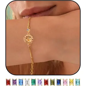 Birthstone Bracelets for women Birthstone   Birth Flower Bracelet Birthstones By Months, Bracelet for 18th 21st 30th 40th 50th 60th 70th Birthday  Gifts