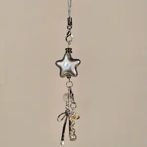 1 silver star mobile phone case chain, star pendant hanging chain, mobile phone hanging chain, mobile phone accessory, wrist strap, personalized pendant, mobile phone pendant, suitable for girls' mobile phone accessory hanging strap, Phone Charm