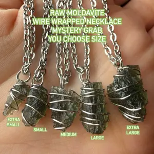 ONE Mystery grab Moldavite Wire Wrapped Necklace —Randomly Selected | The one that finds you, intuitively chosen, you choose size