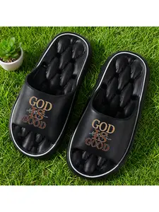 A pair of "GOD IS GOOD" sandals |   Loose-fitting, stylish, suitable for couples, with hollow-out design, neutral and simple, can be used as slippers and beach shoes, suitable for home and bathroom use